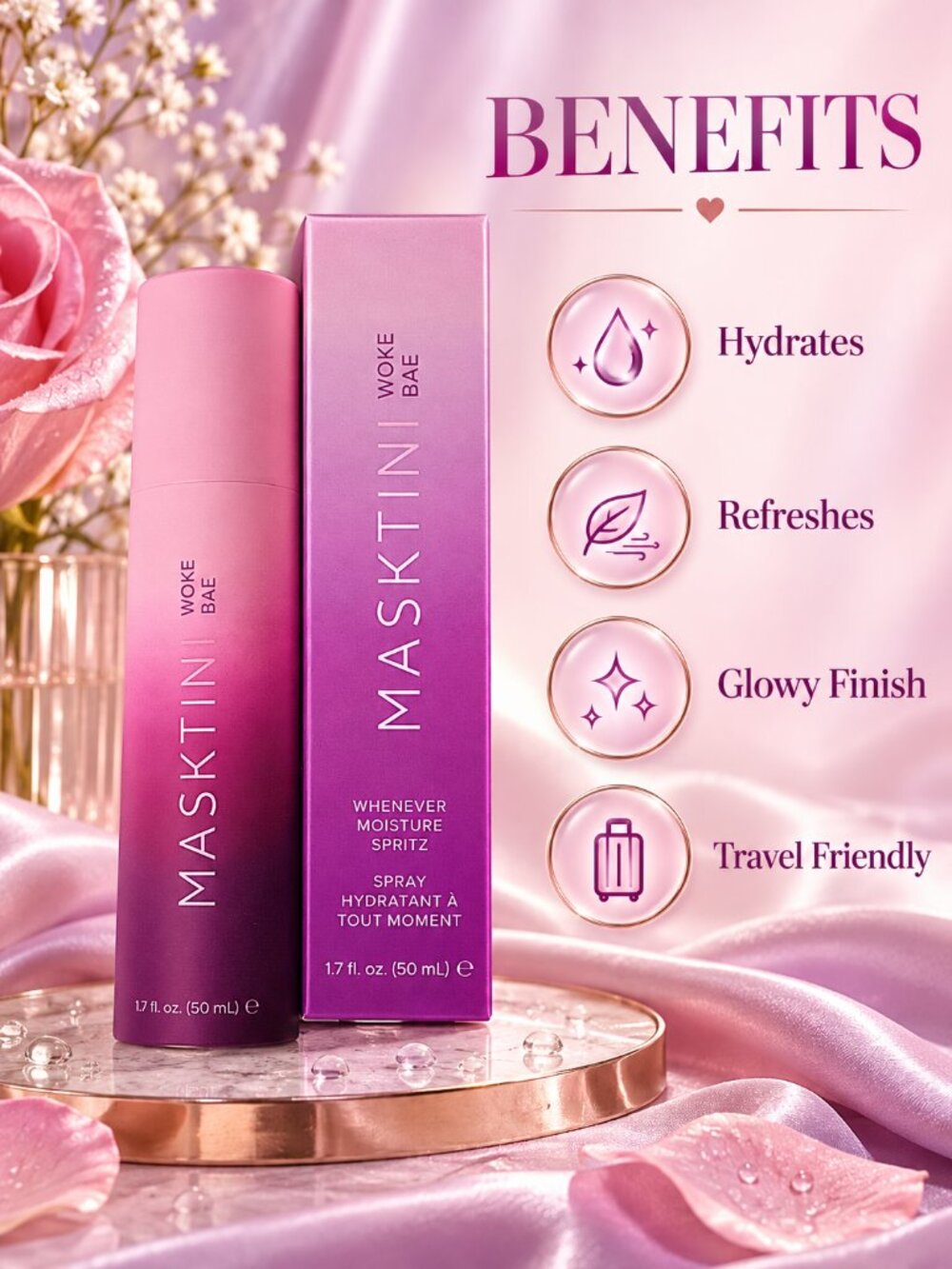 Masktini Woke Bae Whenever Moisture Spritz Spray 1.7 oz NIB - Picture 4 of 6
